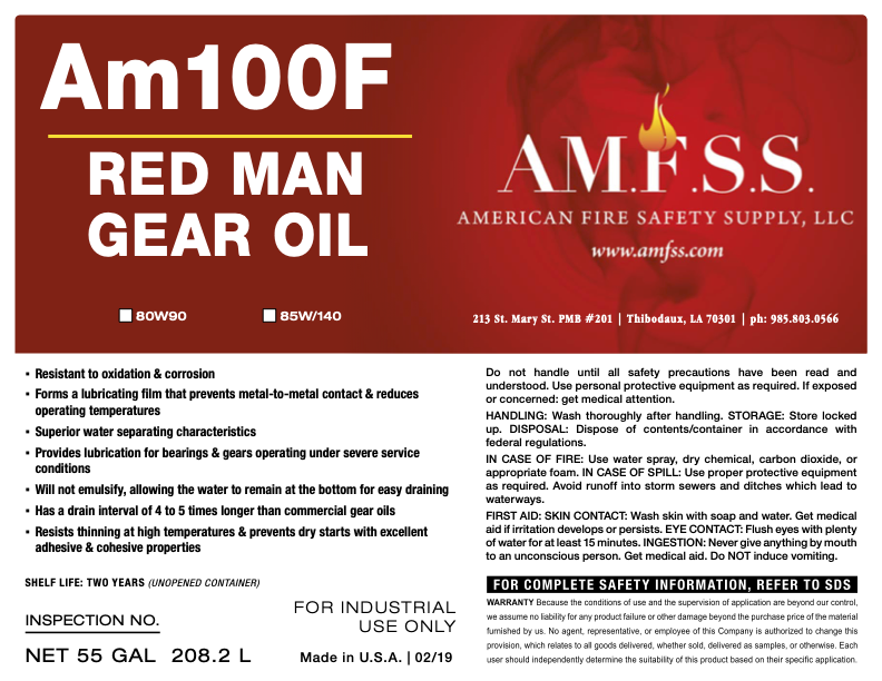 AM100F Red Man gear oil product label